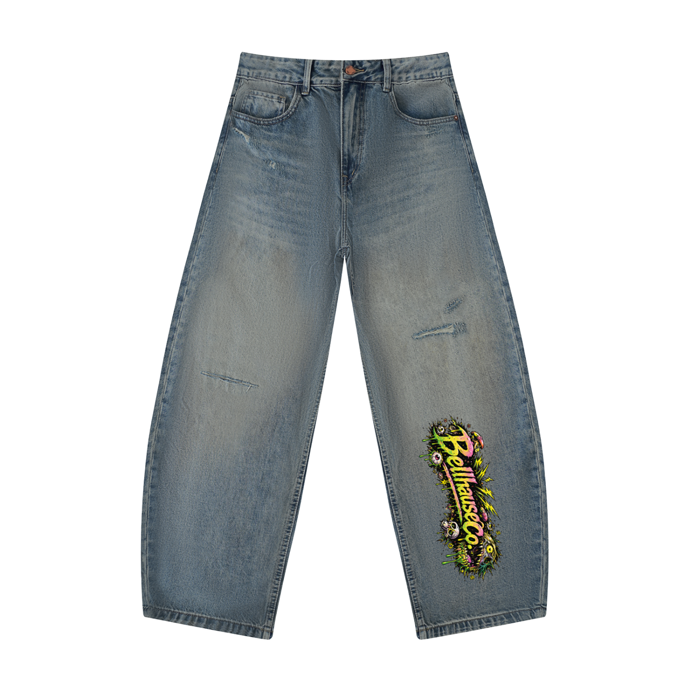 Hypnotic Raver Distressed Barrel Leg Jeans