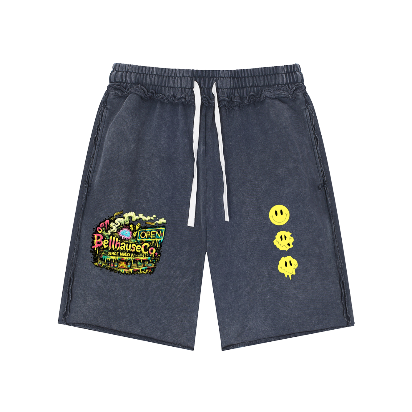 Convenient Chaos Mineral Wash Raw Edge Shorts