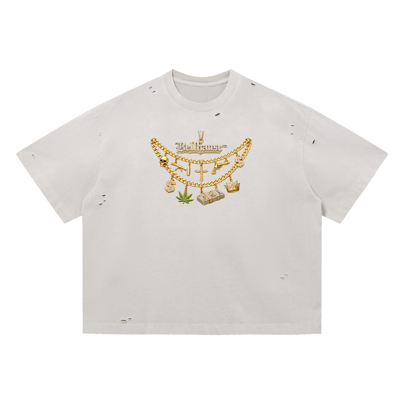 Distressed Chains Boxy Tee