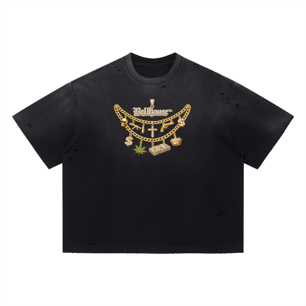 Distressed Chains Boxy Tee