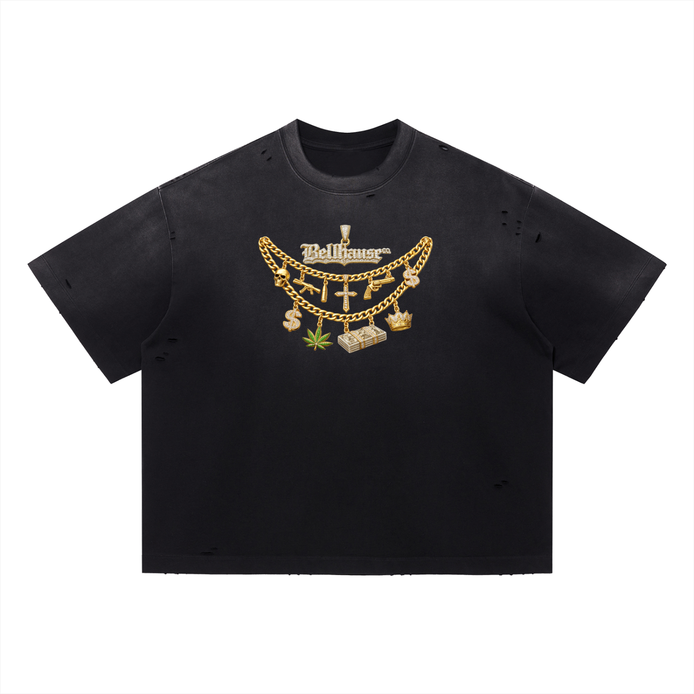 Distressed Chains Boxy Tee