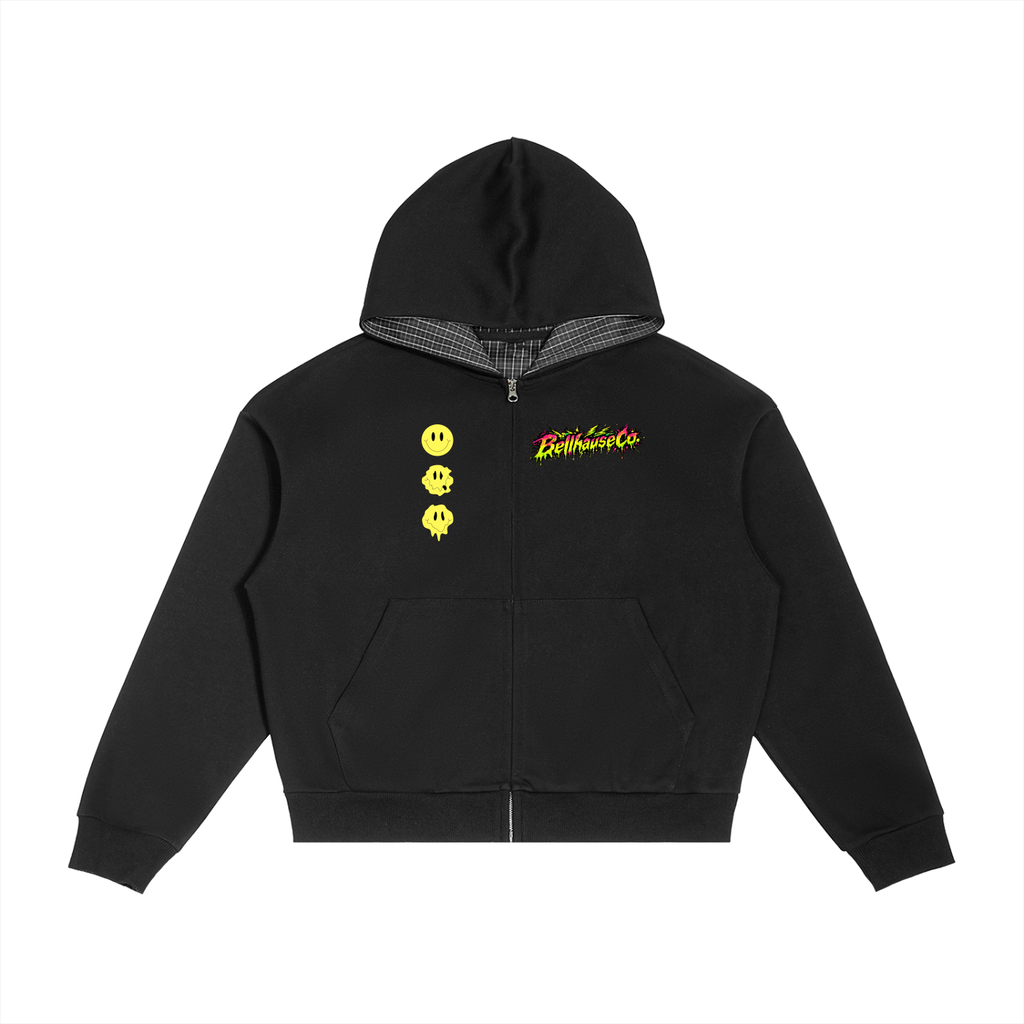 Chopped Visitor Contrast Plaid Hoodie