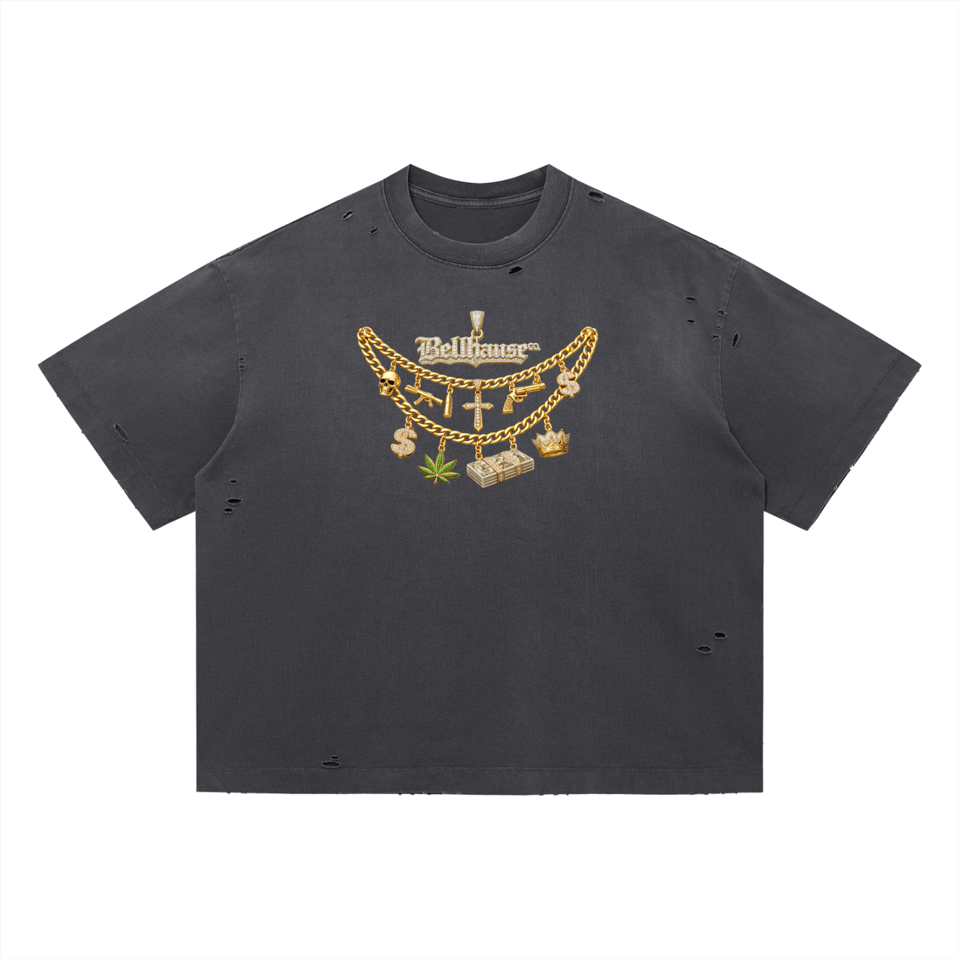 Distressed Chains Boxy Tee