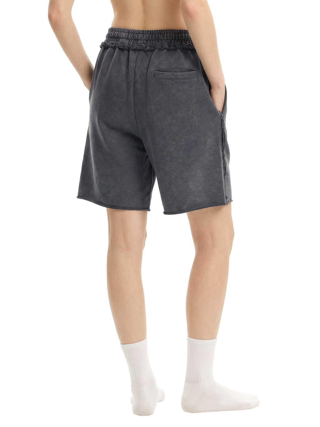 Convenient Chaos Mineral Wash Raw Edge Shorts