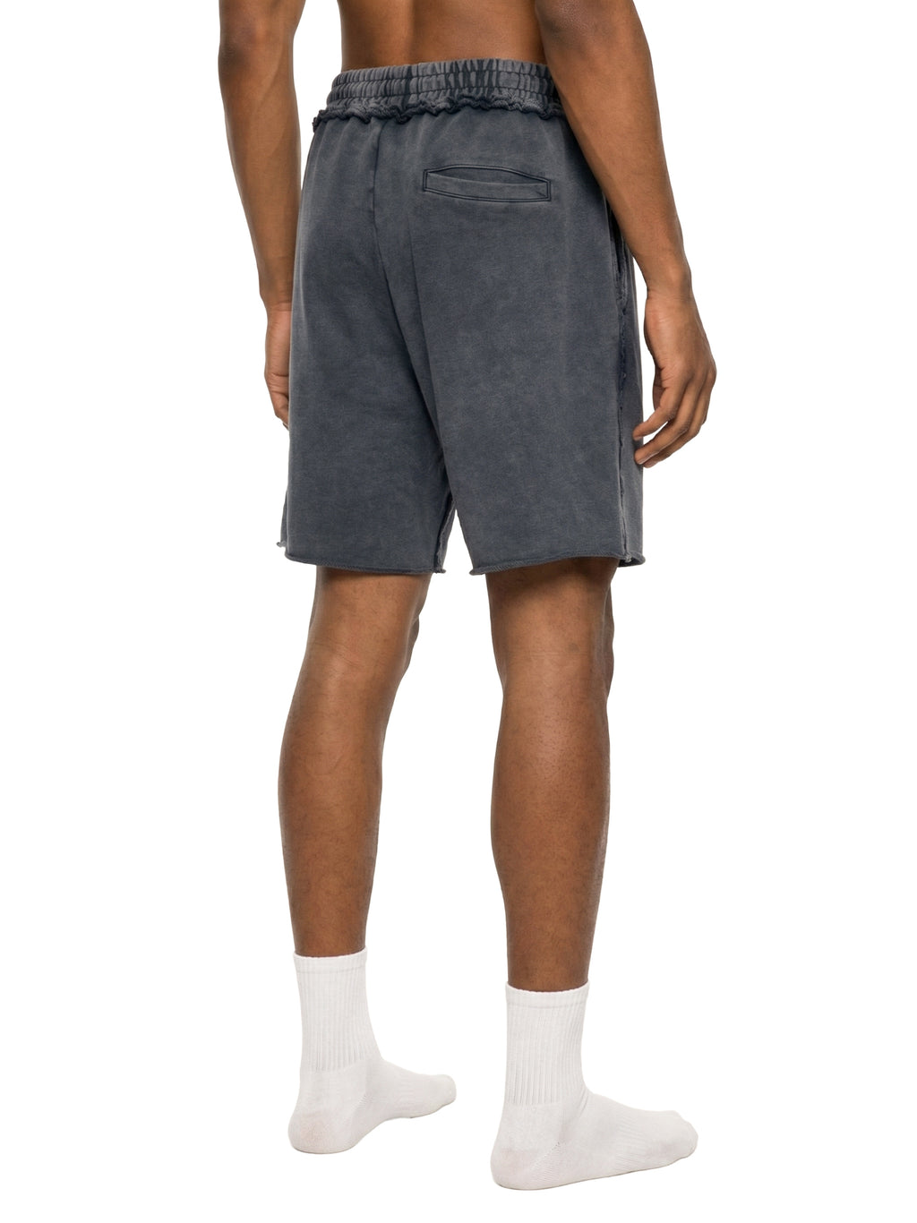 Convenient Chaos Mineral Wash Raw Edge Shorts